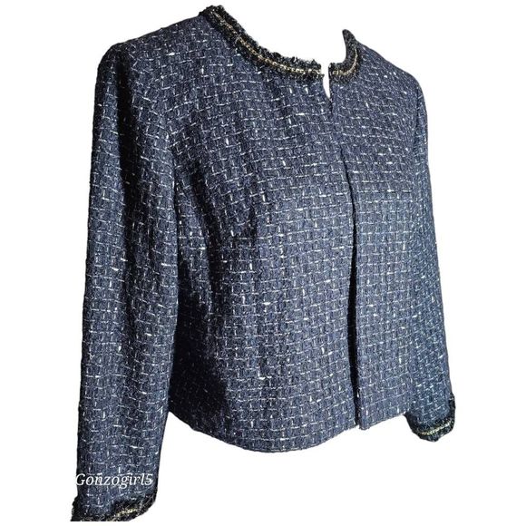 Karl Lagerfeld Paris New With Tags Black Tweed Jacket  Size Small - Picture 1 of 14